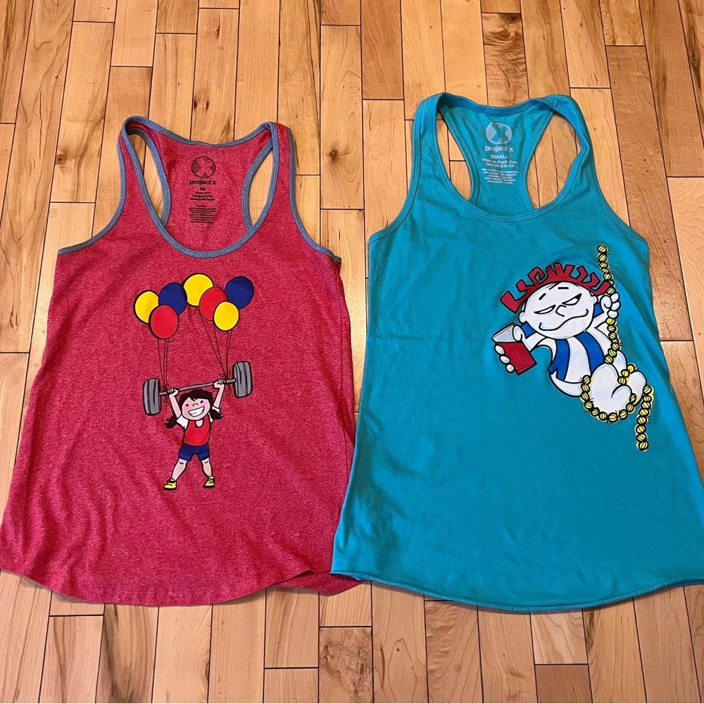 Bundle of 2 Project X Racerback tanks. Size S